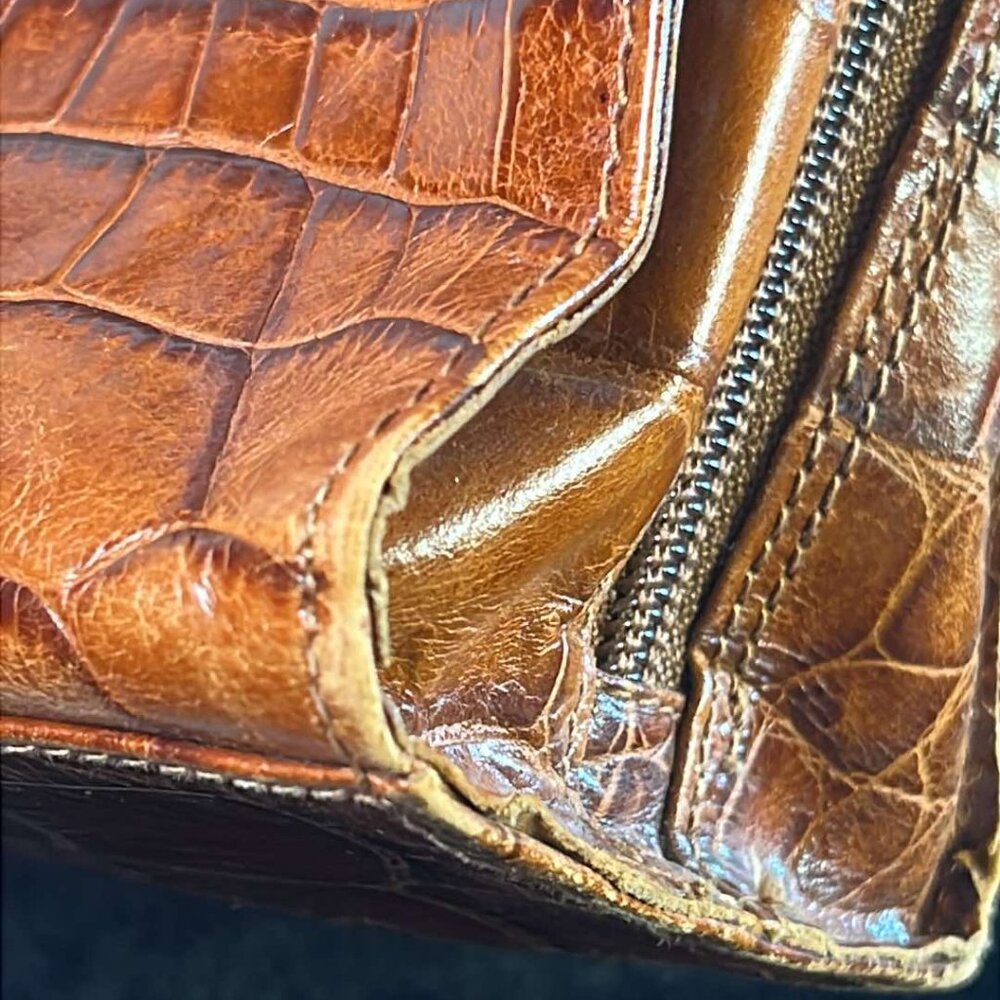 Neiman Marcus Leather Croc Patterned Shoulder Bag… - image 8